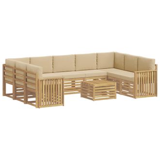 vidaXL Conjunto De Sof&aacute;s De Exterior 10 Uds. Y Beige Poli&eacute;ster Vidaxl