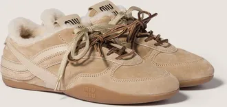 Miu Miu Gymnasium suede and shearling sneakers