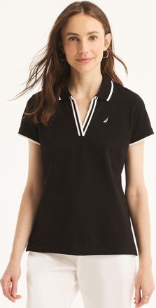 Nautica Womens Sustainably Crafted Ocean Split-Neck Polo
