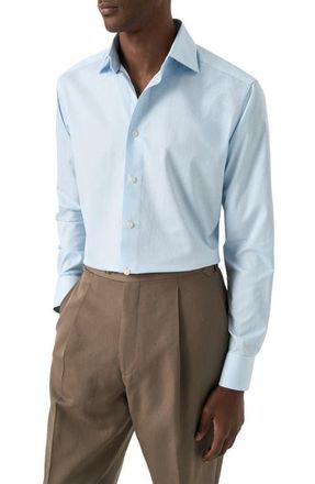 Eton Contemporary Fit Signature Twill Button-Up Shirt in Light Blue at Nordstrom, Size 17.5