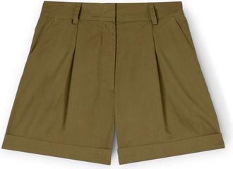 Motivi Pleated Shorts - Dames - Bermuda - Groen - XS - Katoen - Korte Broeken