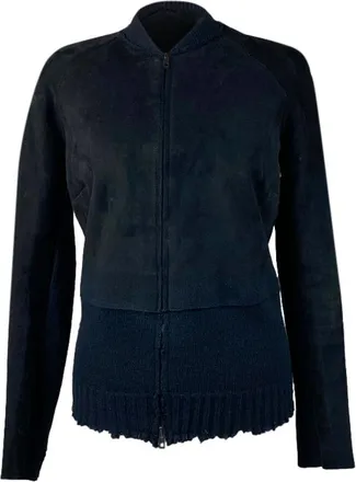 0711 Tbilisi B-Used black suede biker jacket Size M