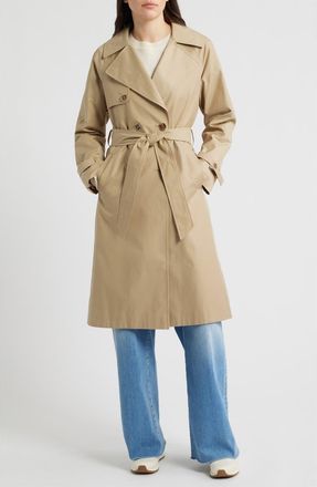 Via Spiga Double Breasted Water Repellent Trench Coat in Summer Camel at Nordstrom, Size X-Small