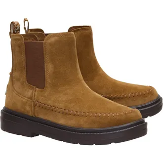 Hey Dude HEYDUDE Sienna Leren Dames Cognac Platte Chelsea Boots