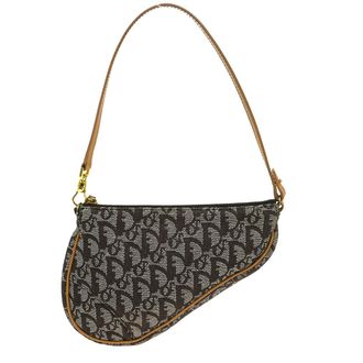 Dior Saddle Bag Oblique Canvas Brown Canvas Handbag (Pre-Owned)