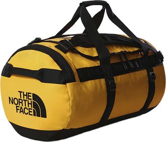 The North Face Cylindrical Yellow Duffel Bag With Black Accents