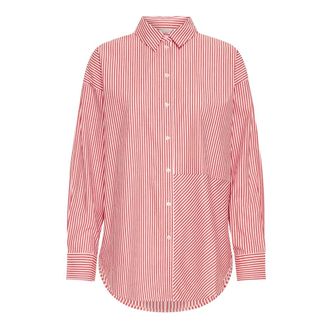 Ichi Ichi - Poinsetta & Birch Stripe - 900 - Dames - Blouses & Shirts - Rood - Maat: S