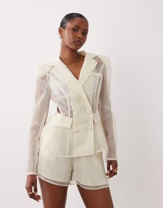 Asos Top blazer stretto trasparente bianco in coordinato