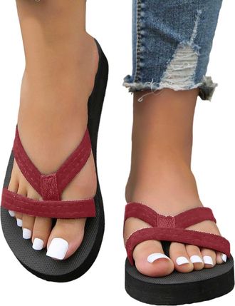 Generic 2026 Womens Flipflops Sandals Casual Summer Beach Non Slip Comfort Platform Flipflop Thong Sandal (3.5)