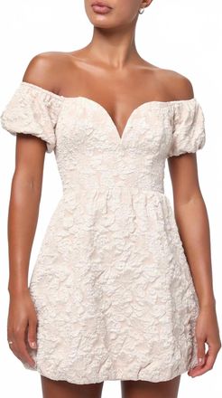 Lulus Avery Jacquard Puff Sleeve Mini Dress In Pink