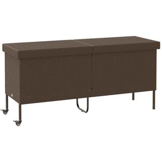 vidaXL Caja De Almacenaje Jard&iacute;n Ruedas Rat&aacute;n Pe Marr&oacute;n 160x55x75 Cm Vidaxl