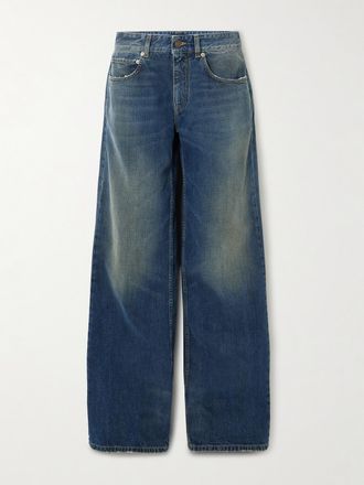 Balenciaga Jeans A Gamba Larga E Vita Media - Blu