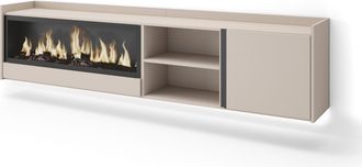 Skraut Home Skraut Home - Mueble Tv, Televisi&oacute;n, Muebles De Sal&oacute;n, Almacenaje, 212x35x50cm, Para Tv Hasta 80, Chimenea El&eacute;ctrica Xxl, Colgado, Suspendido, Led, Es