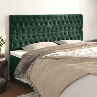 vidaXL Cabeceros 4 Unidades De Terciopelo Verde Oscuro 100x7x78/88 Cm Vidaxl