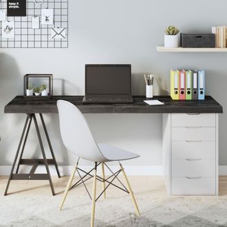 Berkfield Home Table Top Dark Grey 160x60x(2-6) cm Treated Solid Wood Oak