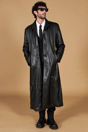 D'Arienzo Cappotto lungo in pelle nera stile matrix DArienzo, Seleziona Taglia 48, Colore Nero