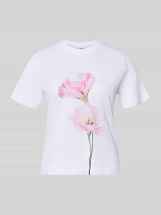 Stefanel T-Shirt mit Motiv-Print Modell FIORE in Weiss, Gr&ouml;&szlig;e XL