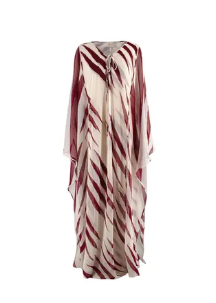 Tory Burch Lucea Animal Stripe Printed Chiffon Kaftan Size L