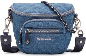 MZ Wallace Micro Crosby Diamond Quilted Nylon Sling Bag in True Denim at Nordstrom