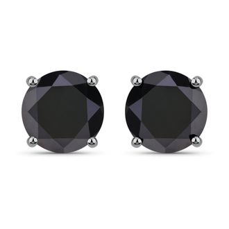 Diana M. Jewels Black Diamond F/C Round 7.40-8mm - 2Pcs ( Black Pen Rhodium on Black Diamond Prongs ) ( Push Post )