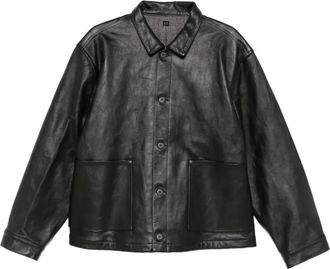 Taiga Takahashi Giacca-camicia in pelle - Nero