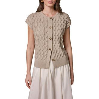 DKNY Extended Shoulder Cable Cardigan in Sandstone at Nordstrom, Size X-Large