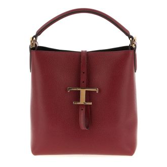 Tod's T Timeless Mini Bucket Bag - Dames - Handtassen - Rood - ONE Size - Leer - Tassen