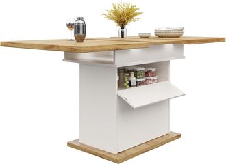 STILVORA Mesa De Comedor Extensible Para 4-6 Personas, Ala Plegable, Almacenaje Oculto Y 3 Niveles, 110-140 X 80 Cm