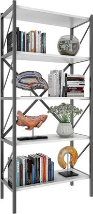 ebuy24 Ebuy24 - Vcm Madera Metal Almacenamiento Estante Estante Decoraci&oacute;n Libros Estante Estante Insasi 5 (blanco)