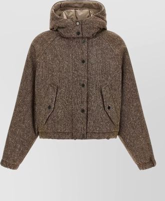 Brunello Cucinelli virgin wool down tweed oversized puffer jacket