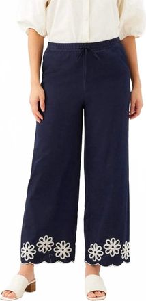 Karen Kane Scallop Drawstring Pants - Petite In Navy