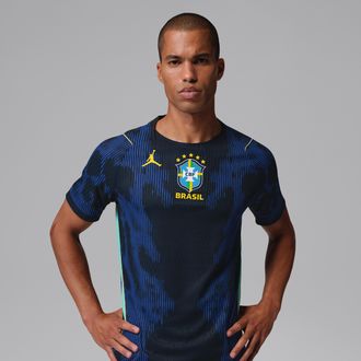 Nike Jordan Mens Brazil 2026 Match Away Jordan Aero-FIT Soccer Authentic Jersey in Blue | IU1074-417