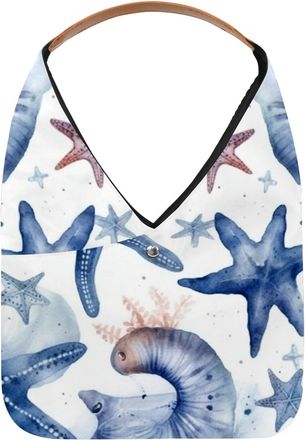 Generic Starfish Shell Reusable Lightweight Grocery Bags - Foldable Into Compact Pouch, Washable & Sturdy, Multipurpose for Shopping and Travel