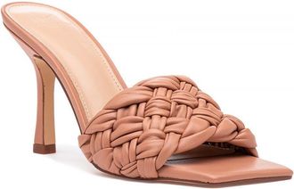 Marc Fisher Womens Marc Fisher LTD Draya Sandals Macaroon Leather Square Toe JOBB1089