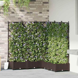 vidaXL Vidaxl - Maceta De Jard&iacute;n Con Enrejado 5 Pcs Marr&oacute;n 120 X 120 X 125.5 Cm
