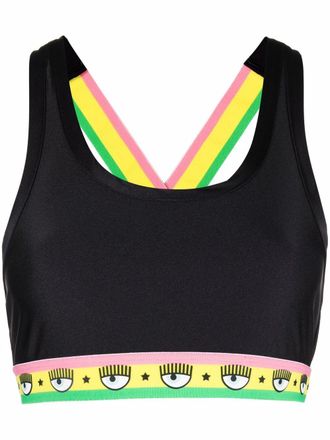 Chiara Ferragni Logomania crop top - women - Polyamide/Spandex/Elastane - S - Black
