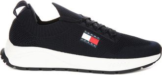 Tommy Jeans Sneakers, male, Blue, 10 UK, Navy White Knit Men Trainers