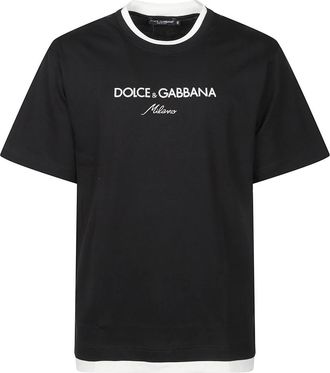 Dolce & Gabbana Zwart Geborduurde Logo T-shirts en Polos - Heren - T-shirts - Zwart - XL - Tops