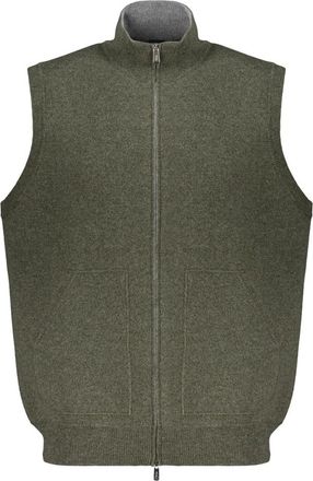 Fedeli Gilet met rits en zakken - Heren - Bodywarmers - Groen - 2XL - Kasjmier - Jassen