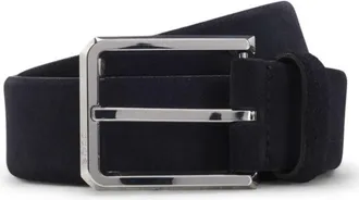 BOSS Suede belt with silver-tone buckle