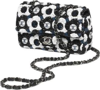 Chanel Black Floral Sequin Flap Bag