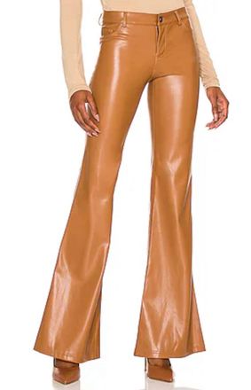 Alice & Olivia Marshall Vegan Leather Crop Bell Pant In Camel