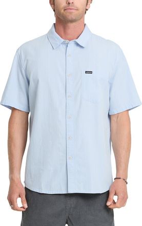 Quiksilver Dobby Stripe Classic Short Sleeve Cotton Button-Up Shirt in Skyway at Nordstrom, Size Xx-Large