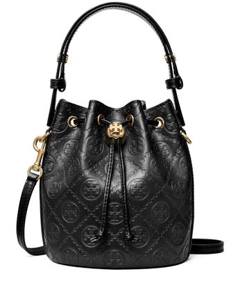 Tory Burch mini monogram-embossed bucket bag - Black