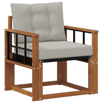 vidaXL Sof&aacute; De Exterior Madera De Acacia S&oacute;lida Gris Natural Y Claro Vidaxl