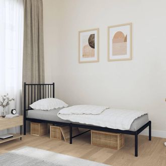 vidaXL Estructura Cama Sin Colch&oacute;n Con Cabecero Metal Negro 75x190 Cm Vidaxl