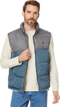 U.S.Polo Association U. S. Polo Assn. Puffer Vest Mens Thunder Cloud Full Zip Outdoor FROG753