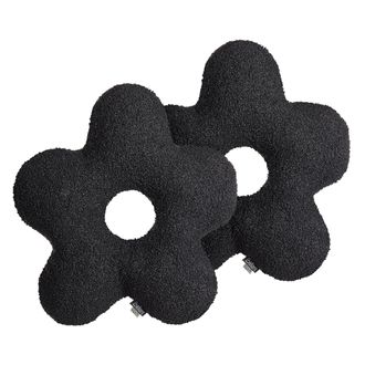 Beliani Conjunto De 2 Cojines 40 X 40 Cm Tela Afelpada Almohadas Forma De Flor Decoraci&oacute;n Textil Accesorios Negro Camponula