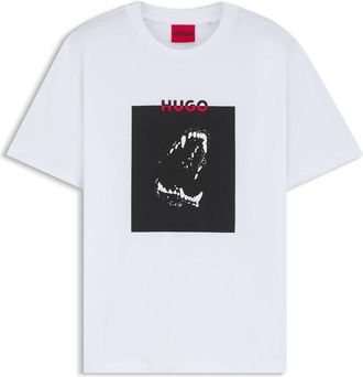 HUGO BOSS Mens Hugo Boss Dobero Doberman Print T-Shirt in White