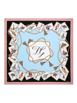 Dolce & Gabbana perfume-print scarf - women - Silk - One Size - Blue